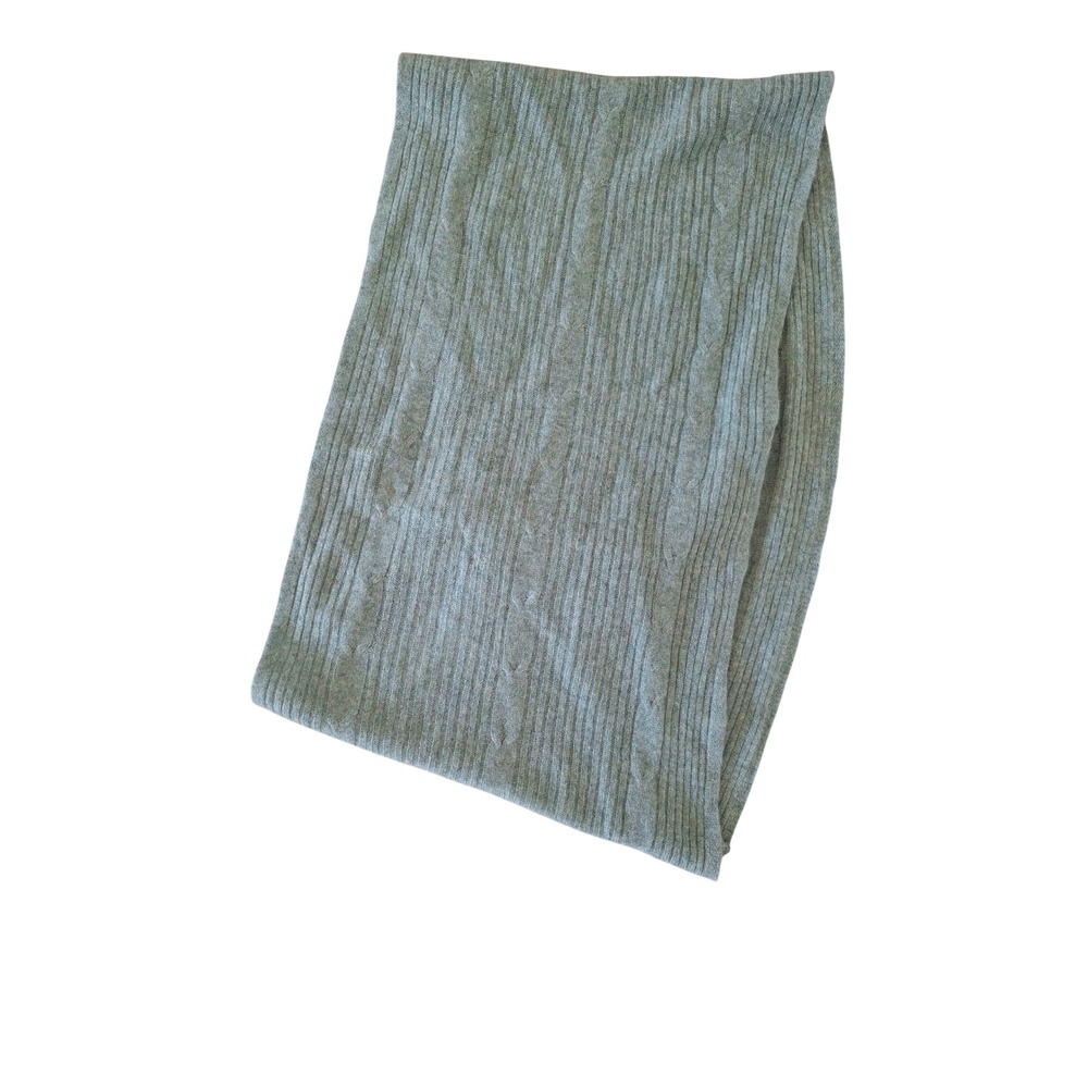Martha Stewart Sage Green 100% Cashmere Cable Knit Ribbed Infinity Scarf Snood